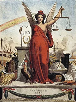 Historyposter And Graphic Design Prints: Allegory of the First Spanish Republic, 1873. Creator: Padró Pedret, Tomás (1840-1877)
