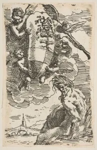 Simone Collection: Allegory of the Foglia River with the city of Pesaros coat of arms, frontispiece for