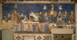 Allegory of Good Government (Cycle of frescoes The Allegory of the Good and Bad Government), 1338-1339. Artist: Lorenzetti, Ambrogio (ca 1290-ca 1348)