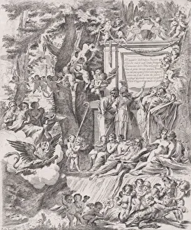 Testa Pietro Prints: An allegory in honor of the arrival of Cardinal Franciotti as Bishop of Lucca, 1680-1700