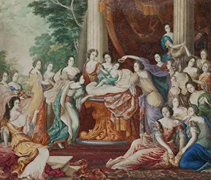 Adoring Prints: Allegory of King Charles XII's birthday, c17th century. Creator: Andreas von Behn