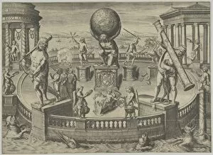 Allegory of the Twelve Labors of Hercules Statues in a Circular Garde... mid 16th-mid 17th century