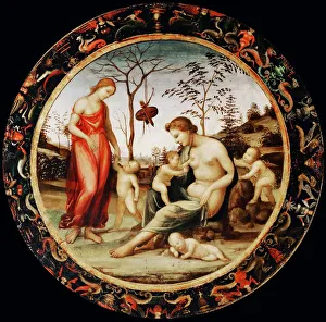Allegory of Love (Venus terrestre with Eros and Venus celeste with Anteros and two cupids). Artist: Sodoma (1477-1549) Allegory of Love (Venus terrestre with Eros and Venus celeste with Anteros and two cupids). Artist: Sodoma (1477-1549)