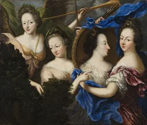 Allegory with self-portrait and profile portrait of Ulrika Eleonora the Elder (1656-1693), 1689