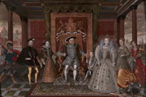 Henry Viii Gallery: An Allegory of the Tudor Succession: The Family of Henry VIII, ca. 1590. Creator: Unknown