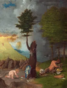 Penis Prints: Allegory of Virtue and Vice, 1505. Creator: Lorenzo Lotto