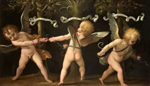 Milanese School Collection: Allegory with winged cherubs, c. 1635. Creator: Bianchi, Isidoro (1581-1662)