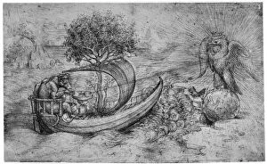 Images Dated 19th June 2008: Allegory with wolf and eagle, c1516 (1954).Artist: Leonardo da Vinci