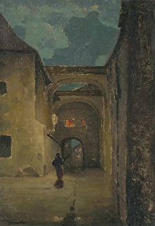 Alley Prints: Alley in the Evening, around 1930. Creator: Ludovit Cordak