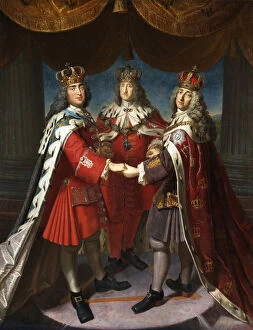 Augustus Ii Collection: Alliance of Kings Frederick I. in Prussia, August II the Strong and Frederick IV of Denmark, 1709
