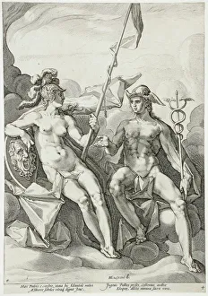Caduceus Prints: The Alliance of Minerva and Mercury, 1588. Creator: Jacob Matham