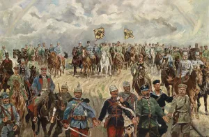 Franz Joseph I Gallery: The allied monarchs with their commanders in the 1st World War, 1914-1918. Artist: Koch (1866-1934)
