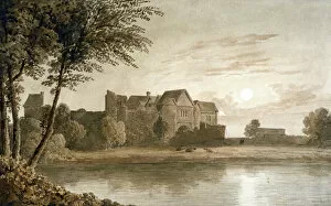 Jd Harding Collection: Allington Castle, near Maidstone, Moonlight, 19th century