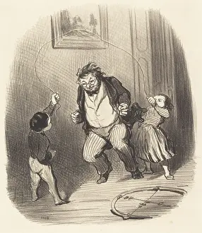 Energy Prints: Allons, papa, fait encore trente-deux tours!, 1847. Creator: Honore Daumier