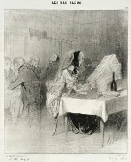 Sexism Prints: Allons!...on n'a pas encore rendu compte de mon roman... 1844. Creator: Honore Daumier
