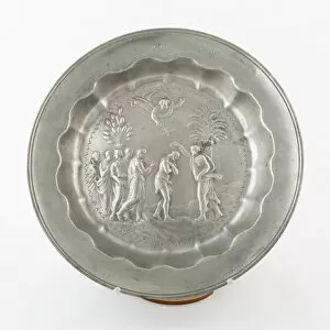 Alms Dish with Baptism of Christ, Netherlands, c. 1800. Creator: Unknown
