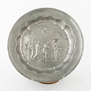 Alms Prints: Alms Dish with Baptism of Christ, Netherlands, c. 1800. Creator: Unknown