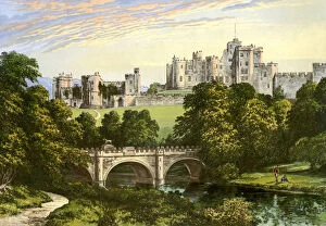 Alnwick Castle Gallery: Alnwick Castle, Northumberland, home of the Duke of Northumberland, c1880