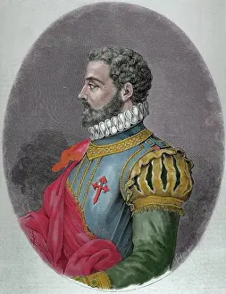 Alonso de Ercilla, soldier and poet, (19th century). Creator: Capuz