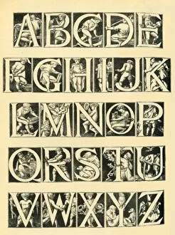 Godfrey Collection: Alphabet design for tiles, 1864, (1881). Creator: Unknown