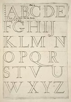 Alphabet Specimen Sheet, pub. 1683 (engraving). Creator: English School (17th Century)