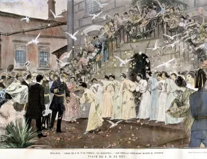 Images Dated 22nd May 2003: Alphonse XIII visiting a factory in Malaga in 1904, engraving in the Ilustracion