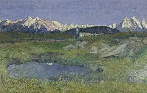 Blue Sky Prints: Alpine Landscape at Sunset, 1895-1898. Creator: Giovanni Segantini