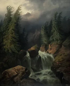 White Water Prints: Alpine rapids, 1830-1864. Creator: Alexandre Calame