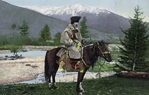Colour Photograph Prints: Altai Man in National Costume (Hat: Kuaraan Boruk)