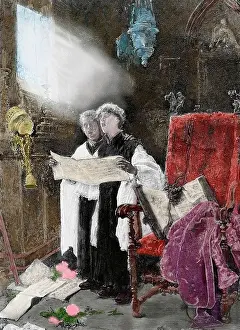 Altar boy singing, Spain, 1886. Creator: Perez