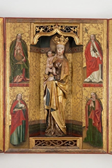 Religious Motif Prints: Altar Cabinet with Painted Division: St