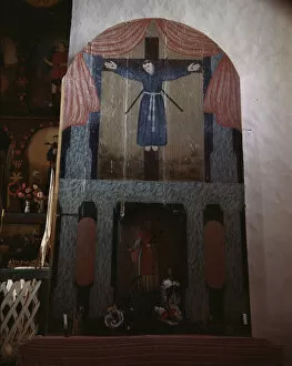John Collier Jr Collection: Side altar in the church dedicated to San Lorenzo and San Felipe de Jesus, Trampas, New Mexico