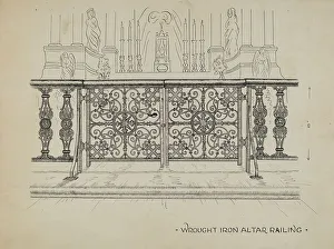 Price Ray Prints: Altar Railing, c. 1936. Creator: Ray Price