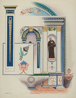 Sherman Prints: Side Altar, San Luis Rey Mission, 1936. Creator: Howard H. Sherman