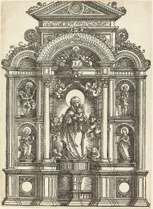 Altar with the Virgin and Child and Saints Christopher, Barbara, George and Catherine, c1520. Creator: Albrecht Altdorfer