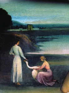 Altarpiece of Love, detail of the upper right panel: Jupiter seduces Leda disguised