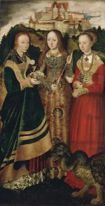 Altarpiece with the Martyrdom of Saint Catharine, right wing: The Saint Barbara, Ursula and Margaret Artist: Cranach, Lucas, the Elder (1472-1553)