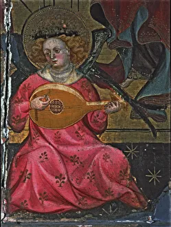 Luis Prints: Altarpiece of Santa Maria of Santes Creus, detail of an angel musician