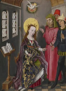 Leaded Glass Prints: Part of an Altarpiece with Three Scenes from the Life of Saint Catherine