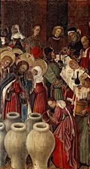 Canaan Gallery: Altarpiece of the Transfiguration, detail of the table showing the Canaan Weddings