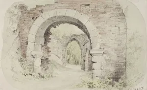 Germany Europe Prints: Alternahr castle ruins, view through two archways, 1850-1855. Creator: Karl Anders Ekman