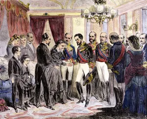 Amadeo of Savoy gives his condolences to the Duchess of Prim in the Buenavista Palace Amadeo of Savoy gives his condolences to the Duchess of Prim in the Buenavista Palace