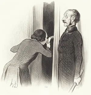 Waiting Prints: Un amant trop heureux, 1844. Creator: Honore Daumier