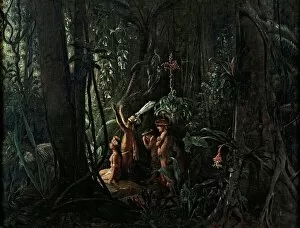 Ca 1860 Gallery: Amazonian Indians Worshiping the Sun God, ca 1860. Creator: Biard