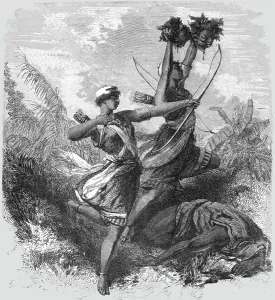 Bates Hw Prints: Amazons of Dahomey in Battle; The Kingdom of Dahomey, 1875. Creator: Unknown