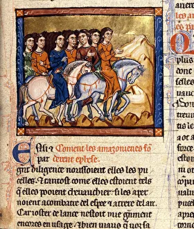 Dijon Prints: Amazons. From Histoire ancienne jusqu'à César by Wauchier de Denain