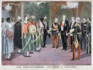 The ambassadors of Abyssinia visiting the Elysee Palace, 1898. Artist: F Meaulle