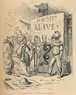 Aesculapius Collection: The Ambassadors purchasing Aesculaplus, 1852. Artist: John Leech