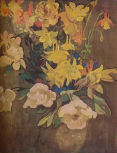 Daffodil Prints: Amber Flowers, c20th century. Artist: George Sheringham