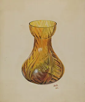 Glasswork Prints: Amber Jar (Blown), c. 1937. Creator: Ralph Atkinson